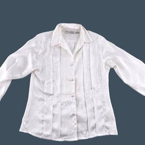 Oscar De La Renta Expressions Vintage White Button-Down Blouse Size 6